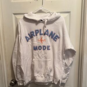Ocean Drive White Hoodie with Blue and Orange Accents